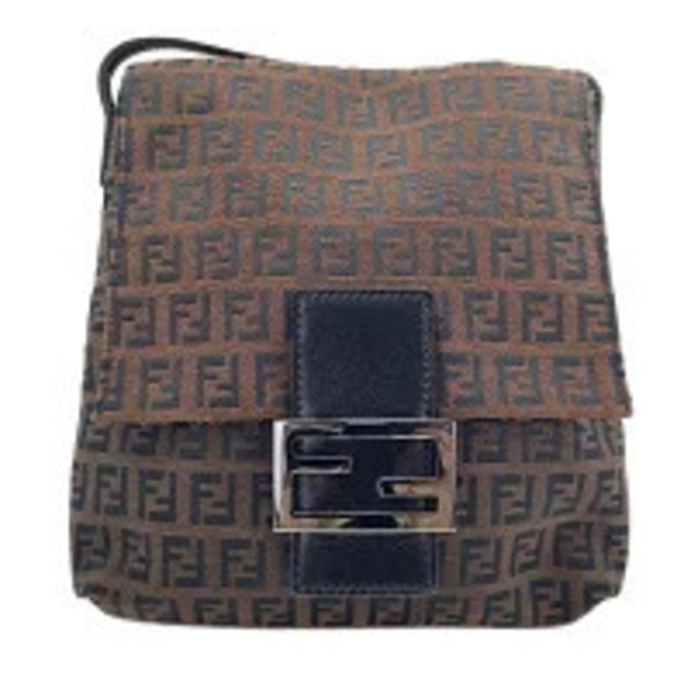 Fendi Canvas Zucchino Shoulder Bag Brown